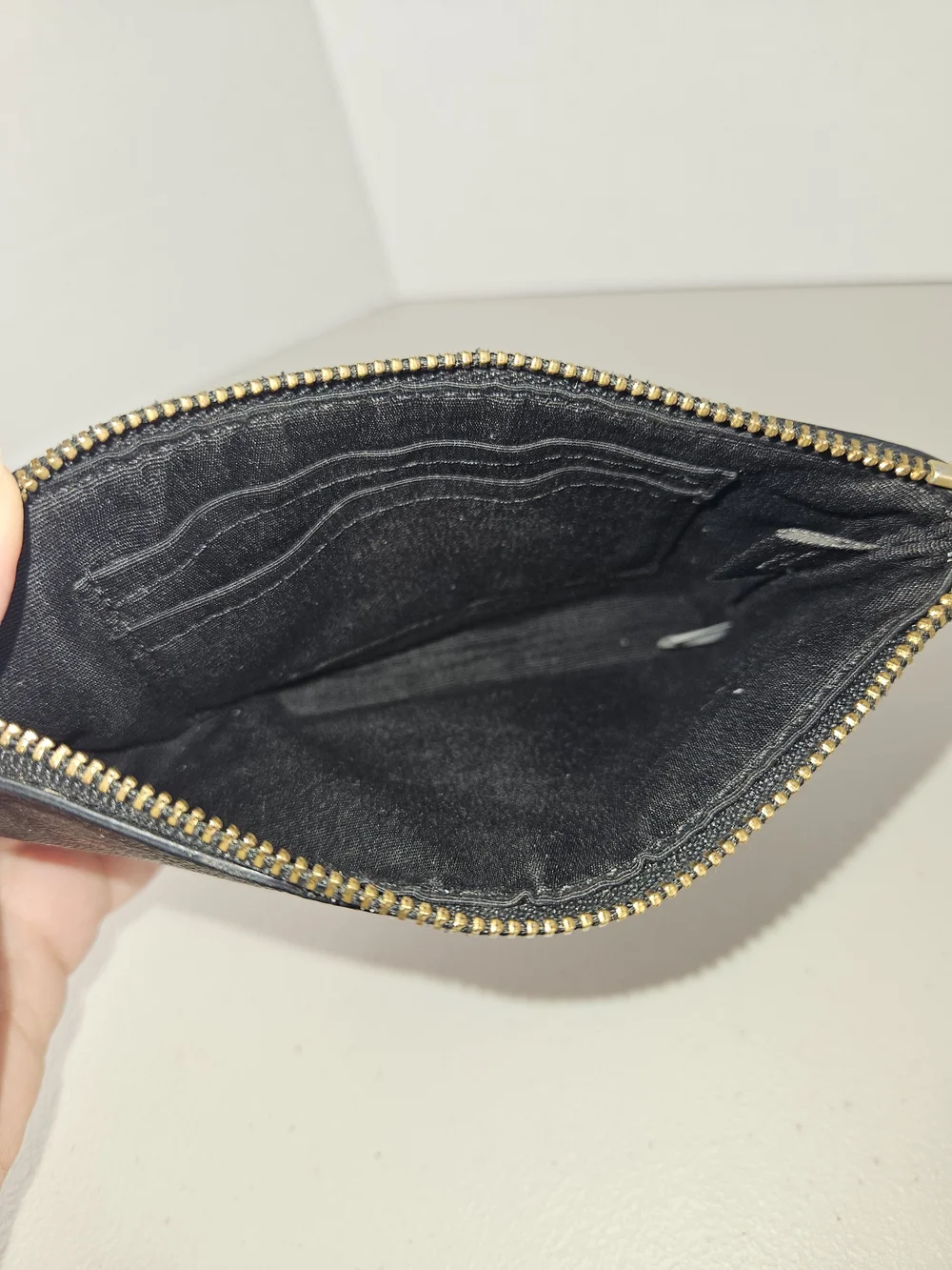 Coach Signature Logo Accordian Zip Wallet Brown Wristlet